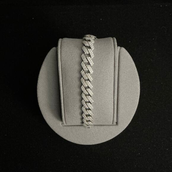 9mm Genuine Moissanite Monaco Cuban Link Bracelet 8 in~4.93ctw~Retail $899 - Picture 1 of 11